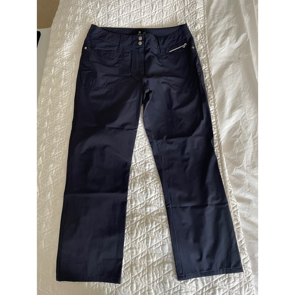 Daily Sports Golf Pants Miracle Navy Blue Stretch Straight Leg Trousers US 10